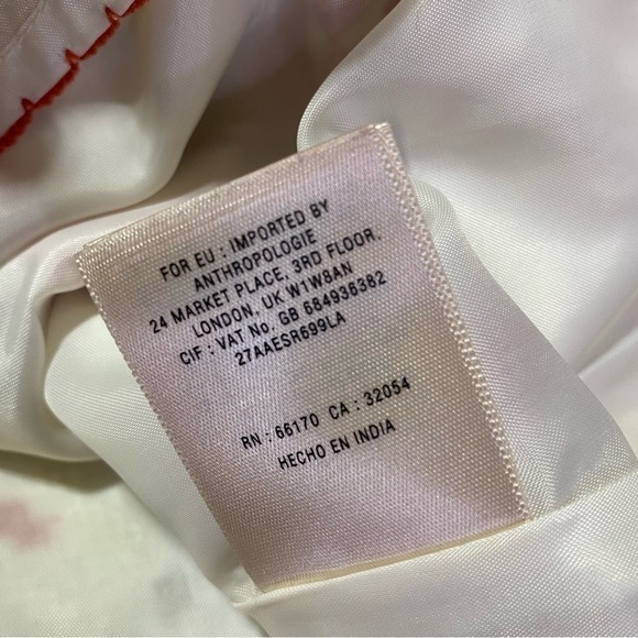 Maeve Anthropologie Cross Stitch Pom Pom Blommel Skirt, Ivory/Gray/Red, Sz 4 - Picture 6 of 13